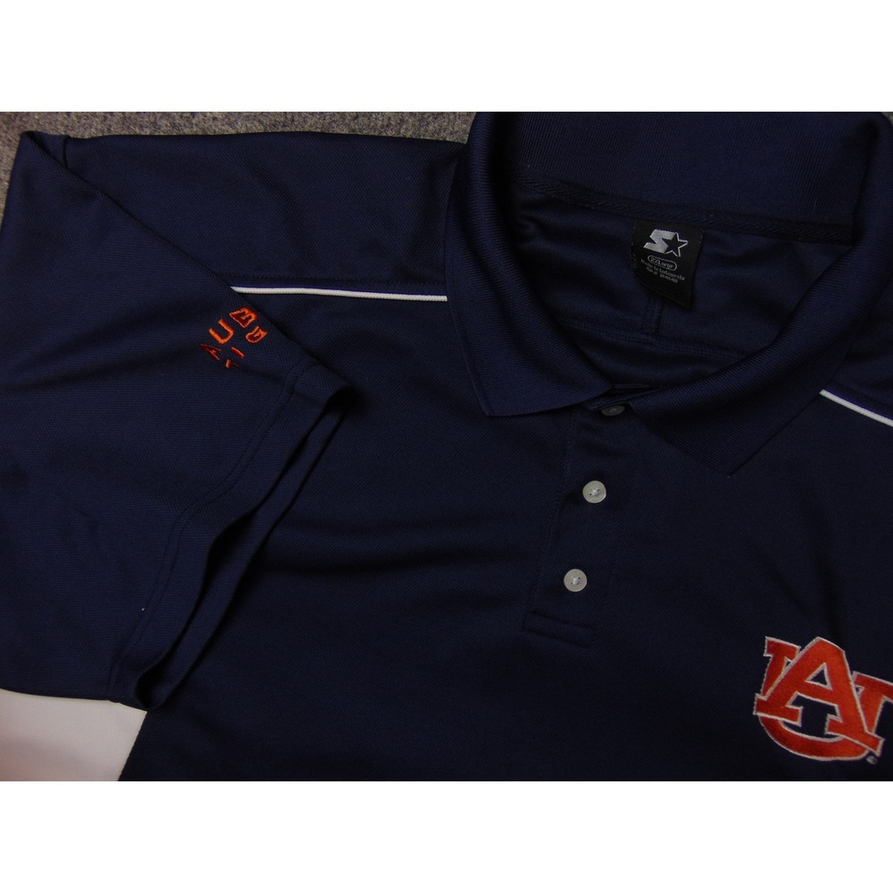 Starter Auburn Tigers Mens 2XLarge Navy White Athletic Polo Shirt NCAA‎